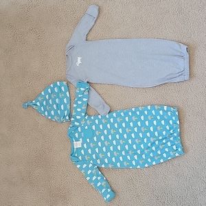 Carter's - Gymboree newborn nightgowns. One with matching hat.